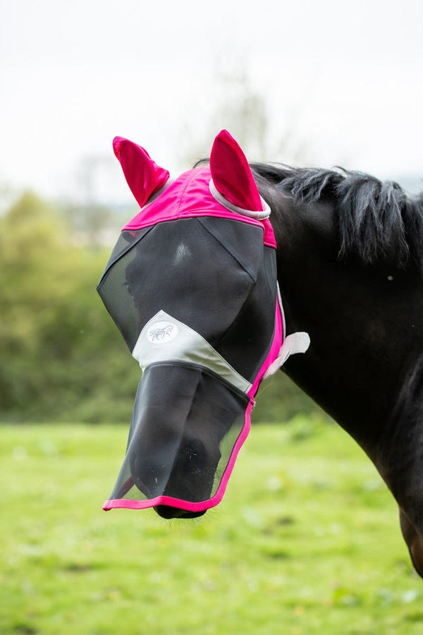 Horse Fly Mask With Nose - Pink - Swish Equestrian