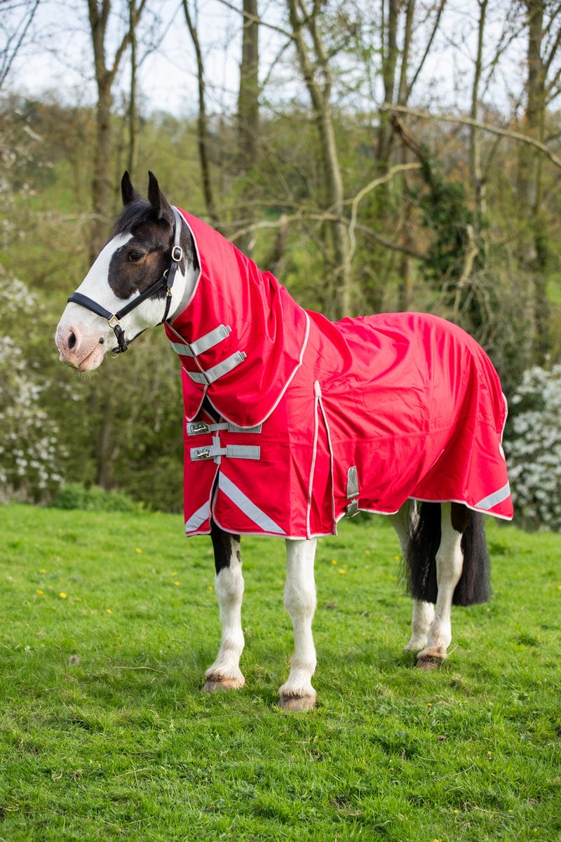 WIDE FIT 50g Detachable Neck Turnout Rug - Red - Swish Equestrian