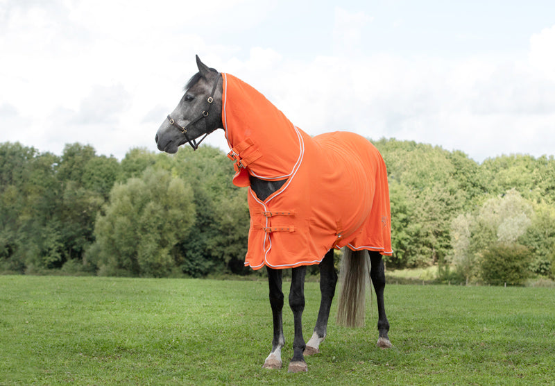 Fleece Rug With Neck Cover - Orange