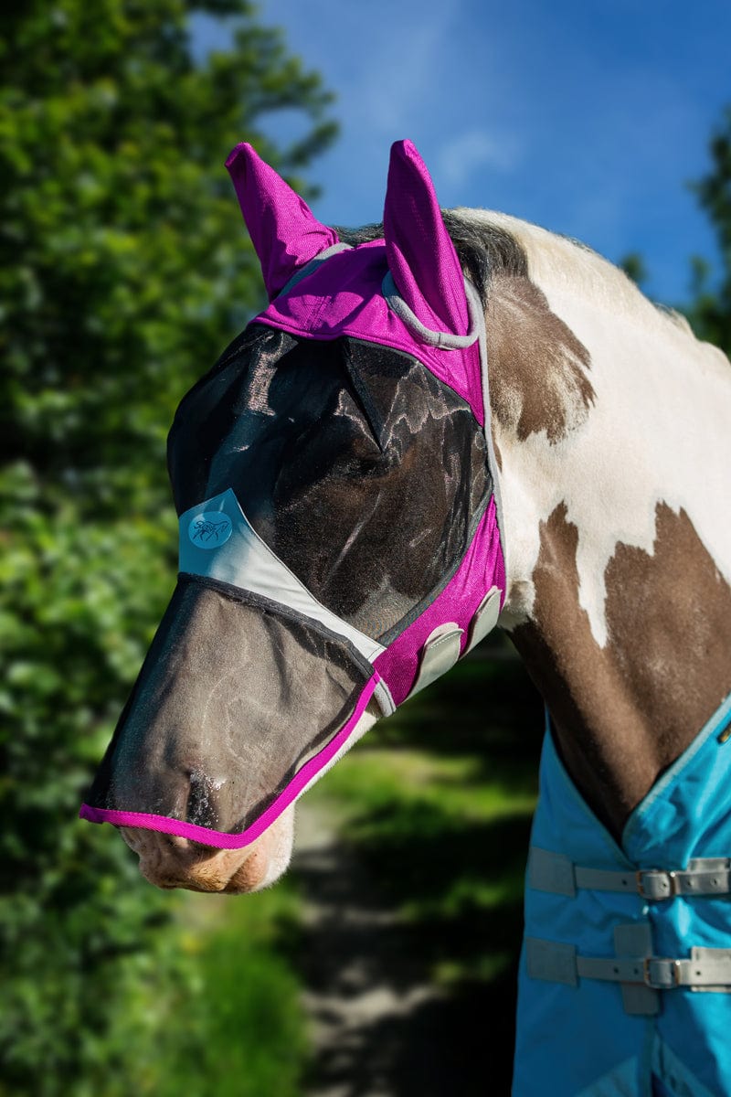 Fly Mask Horse Fly Mask With Nose - Mulberry | Swish Equestrian™