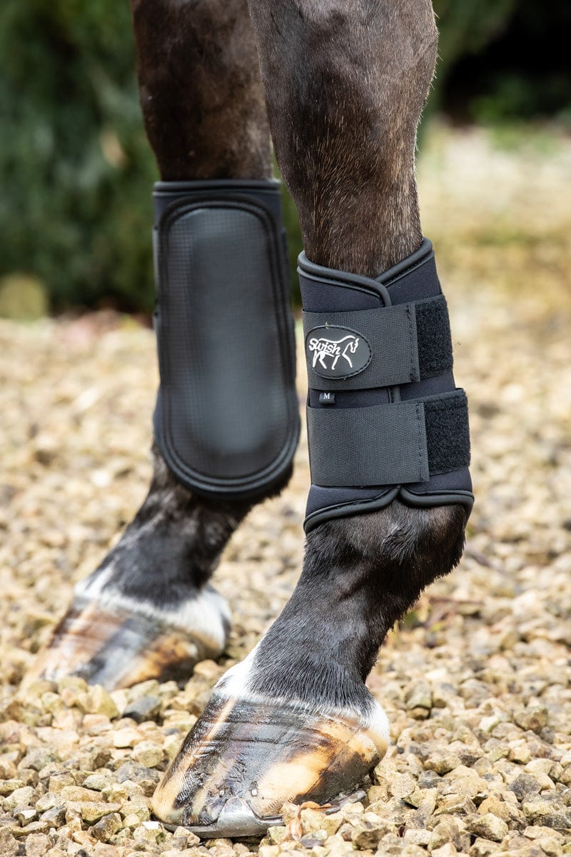 Brushing Boot Pattern Double Locking Brushing Boots - Black | Swish Equestrian™