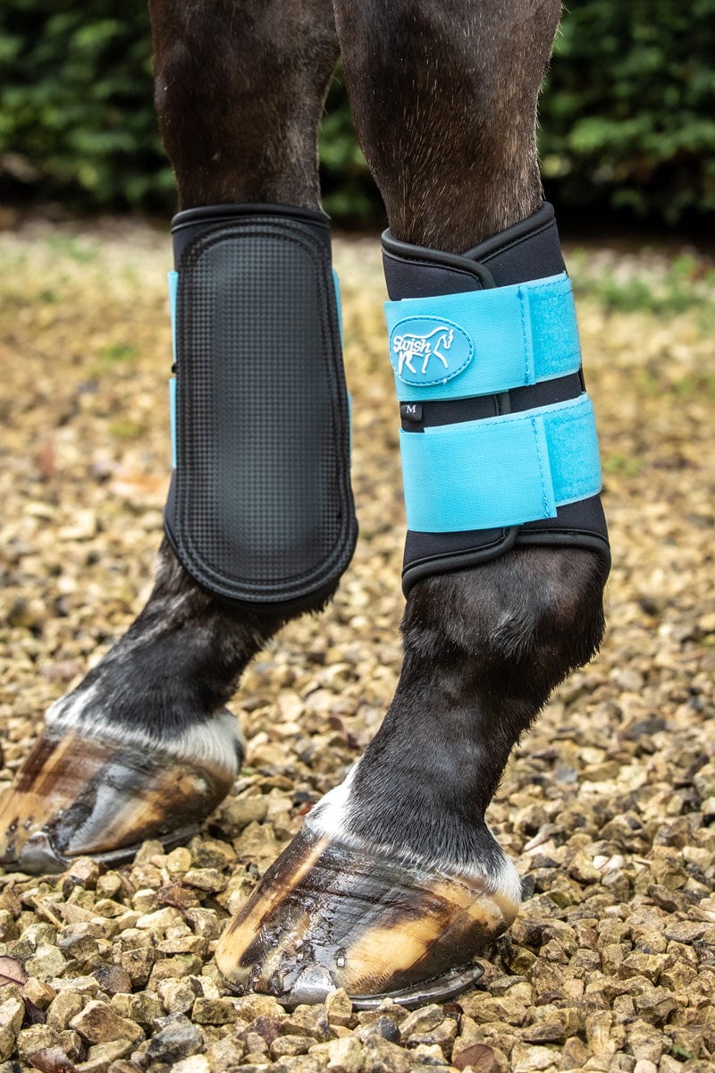 Brushing Boot Pattern Double Locking Brushing Boots - Blue | Swish Equestrian™